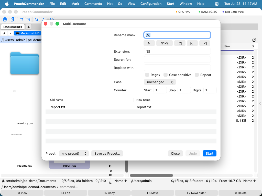 The multi-rename tool with a live preview